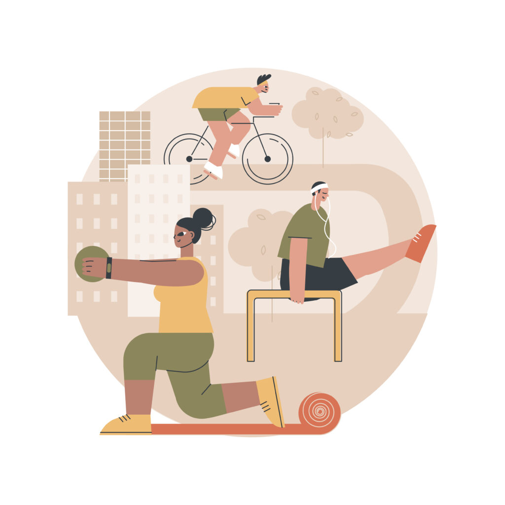 Mental Health Awareness Week blog image showing people exercising and getting active.