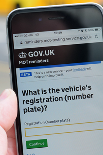 online tools from DVSA digital services - MOT reminder